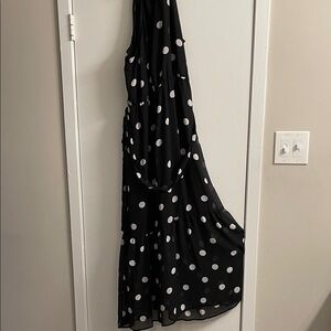 Scoop NYC Black Halter Maxi Dress with White Dots